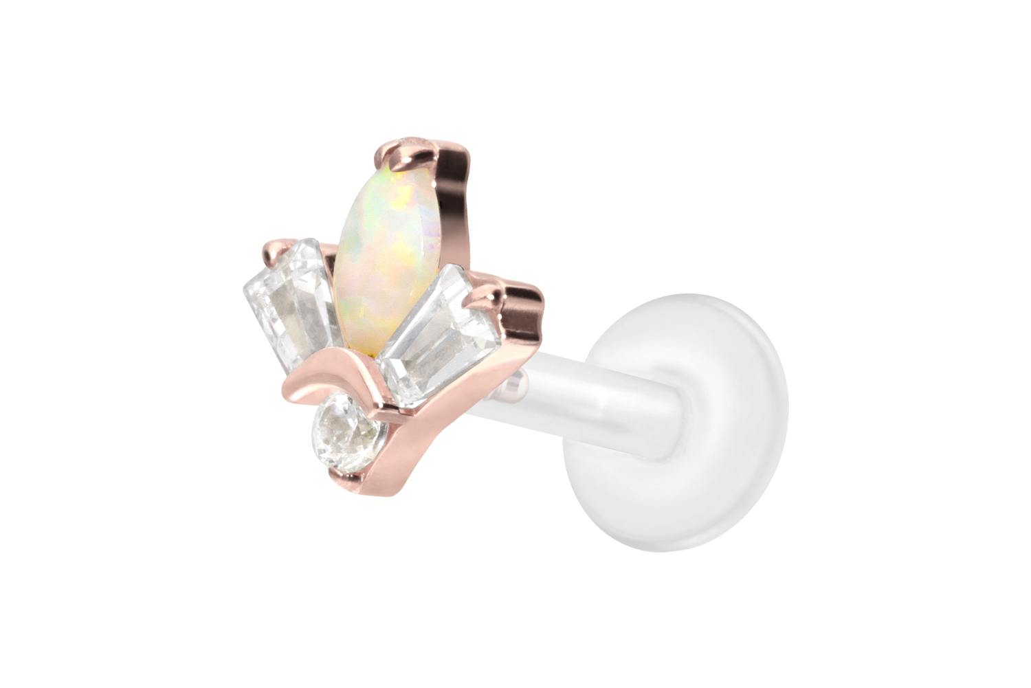 PTFE Labret Piercing mit Innengewinde + Titan-Aufsatz LOTUSBLÜTE